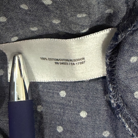 Old Navy Womens Blue Polka Dot Cotton Button Down Shirt Size Medium Long Sleeve - Picture 7 of 9